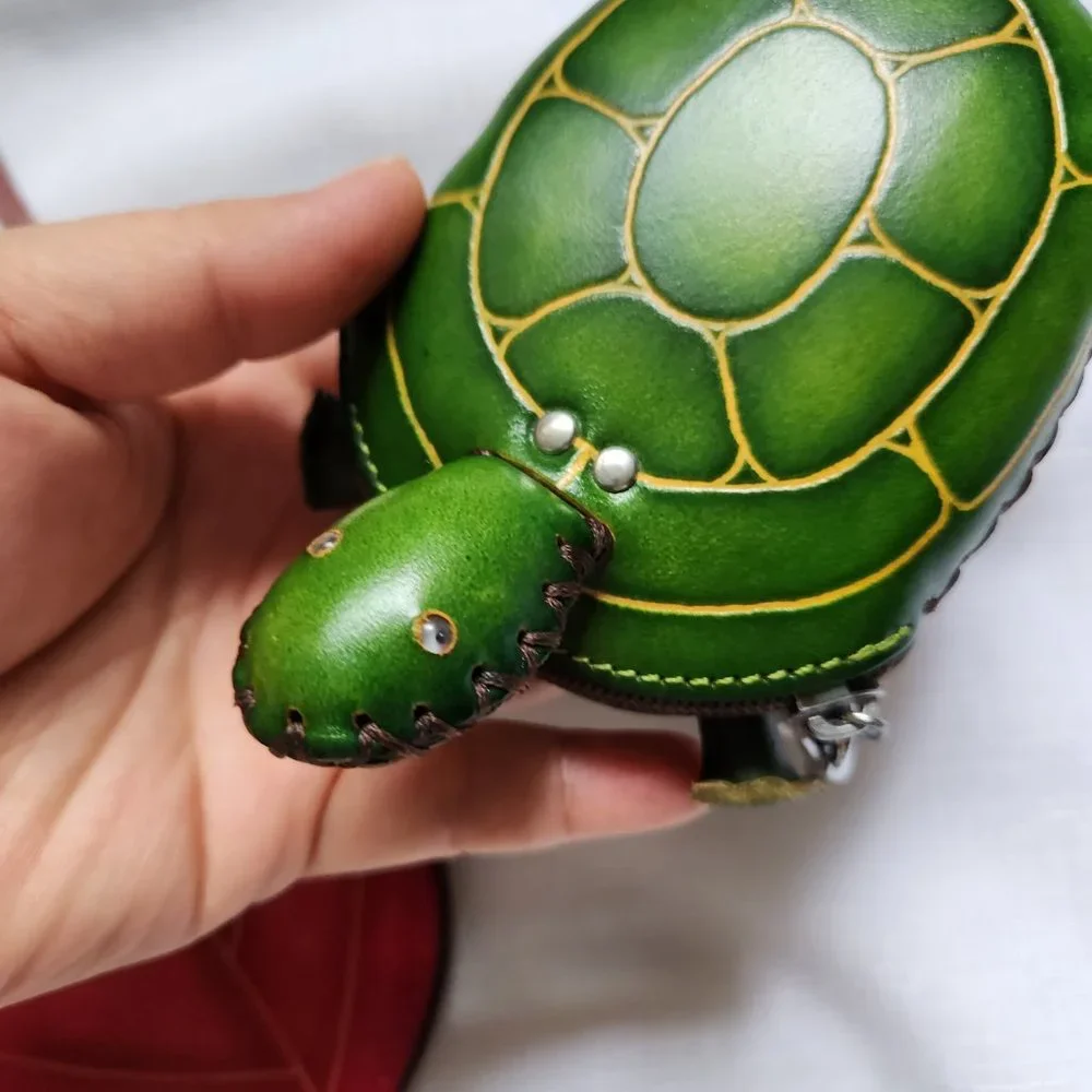 Green Turtle + Red Maple leave Leather Coin/ Change Bags / Wristlets for 1 Price - Picture 3 of 16